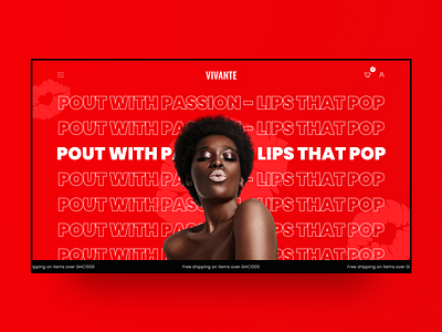 Vivante - lipstick homepage design beauty cosmetics lipstick makeup product design red ui ui design uiux uiux design