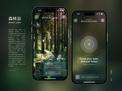 Shinrin-yoku (森林浴) → AR guiding experience 🌲 app ar meditation product design ui ux