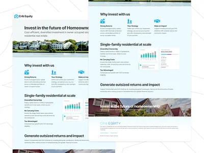 Crib Equity - Investor Landing Page blue cyan home investor real estate ui white