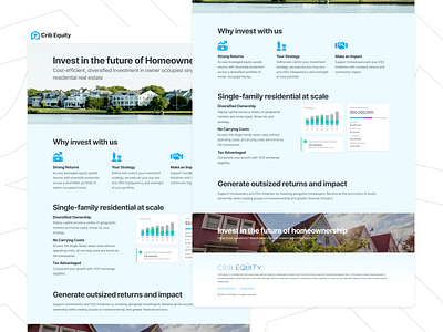 Crib Equity - Investor Landing Page blue cyan home investor real estate ui white