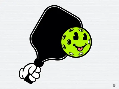 Pickleball_Graphics_BRD_7-6-23 cartoon comic glove hands pickleball pie eyes retro vector vintage