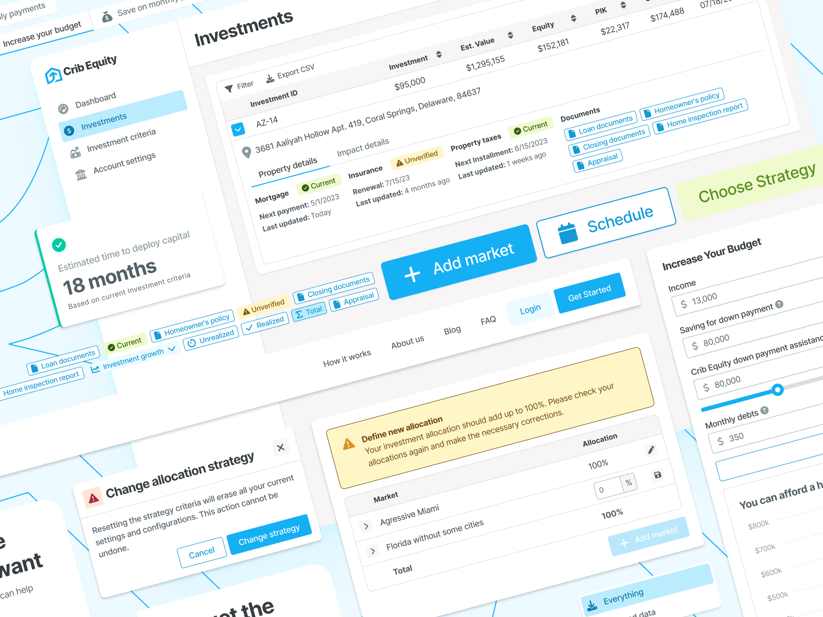 Crib Equity - UI Kit base blue components cyan figma home kit light real estate ui ui kit white