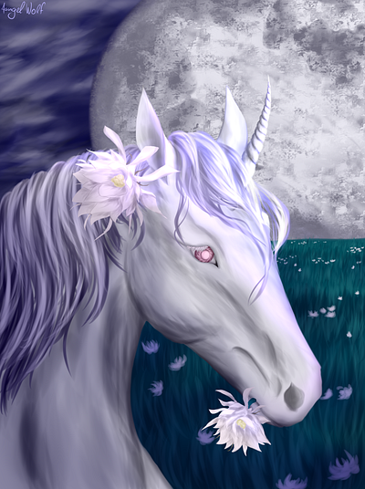 Moon mare with a moon flowers design illustration