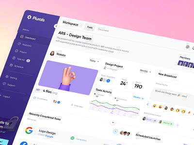 Clean and Modern Project Management Dashboard UI Concept admin admin panel chart chat clean concept dashboad dashboard interface list management modern project sidebar stats task ui uiux user user dashboard