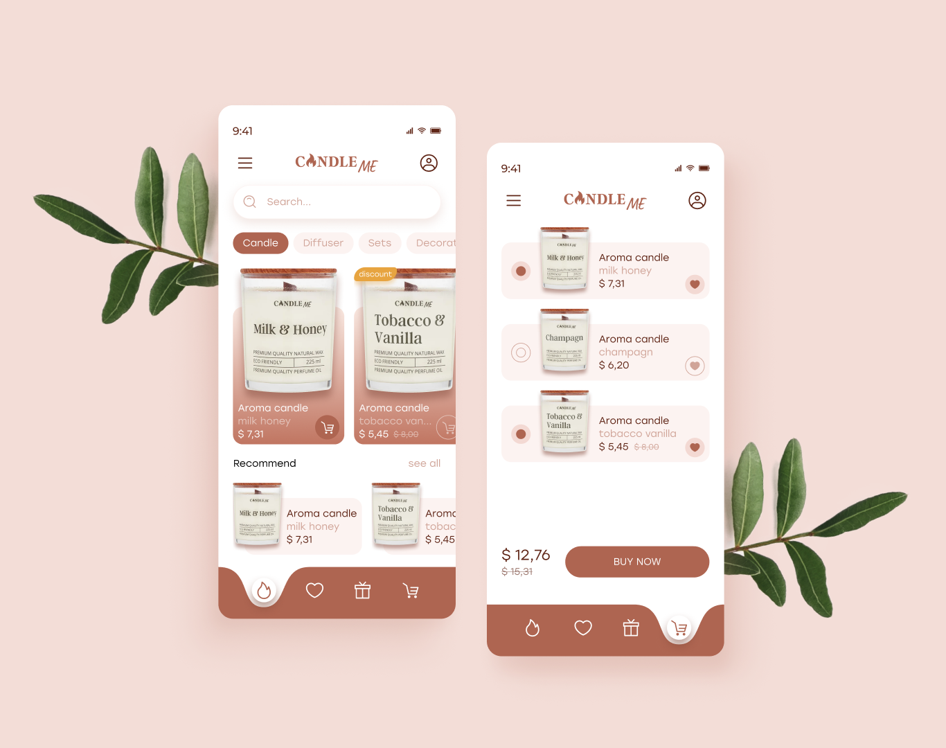 Candle app web design animation design figma web design 웹디자인