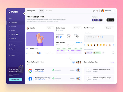 Project Management SaaS App Dashboard Concept admin analytics chart clean concept dashboard grid list management modern project saas sidebar ui uiux unique user user dashboard webapp widget