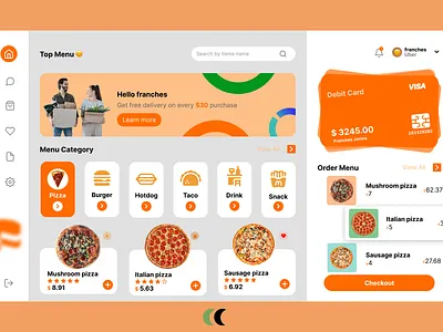 Website food delivery dashboard ui ux design app app design branding design graphic design logo logo design ui ux vector web design