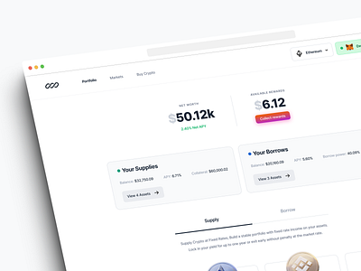 Lend & Borrow crypto dashboard app crypto dashboard design flat minimal ui