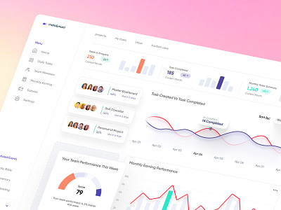 Project Management Dashboard UI Concept for SaaS Web App admin admin dashboard admin panel clean component concept dashboard graph list management project saas sidebar stats ui user user dashboard userdashboard webapp widget