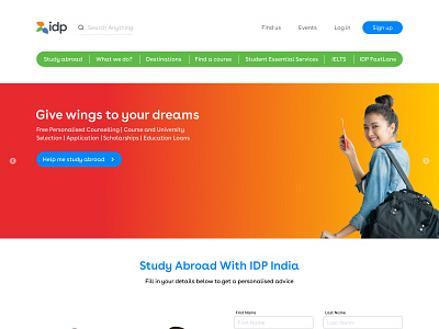 IDP Website - Redesign app dailyui design graphic design idp idp redesign idp ui idp website redesign ui ux