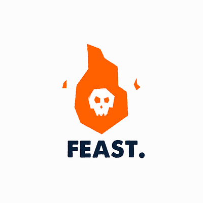 Feast branding design feast fire flames flat grunge hand draw hell hot illustration logo logotype orange scull vector