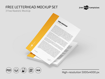 Free Letterhead Mockup Set business free freebie letterhead mock up mockup mockups paper photoshop psd template templates