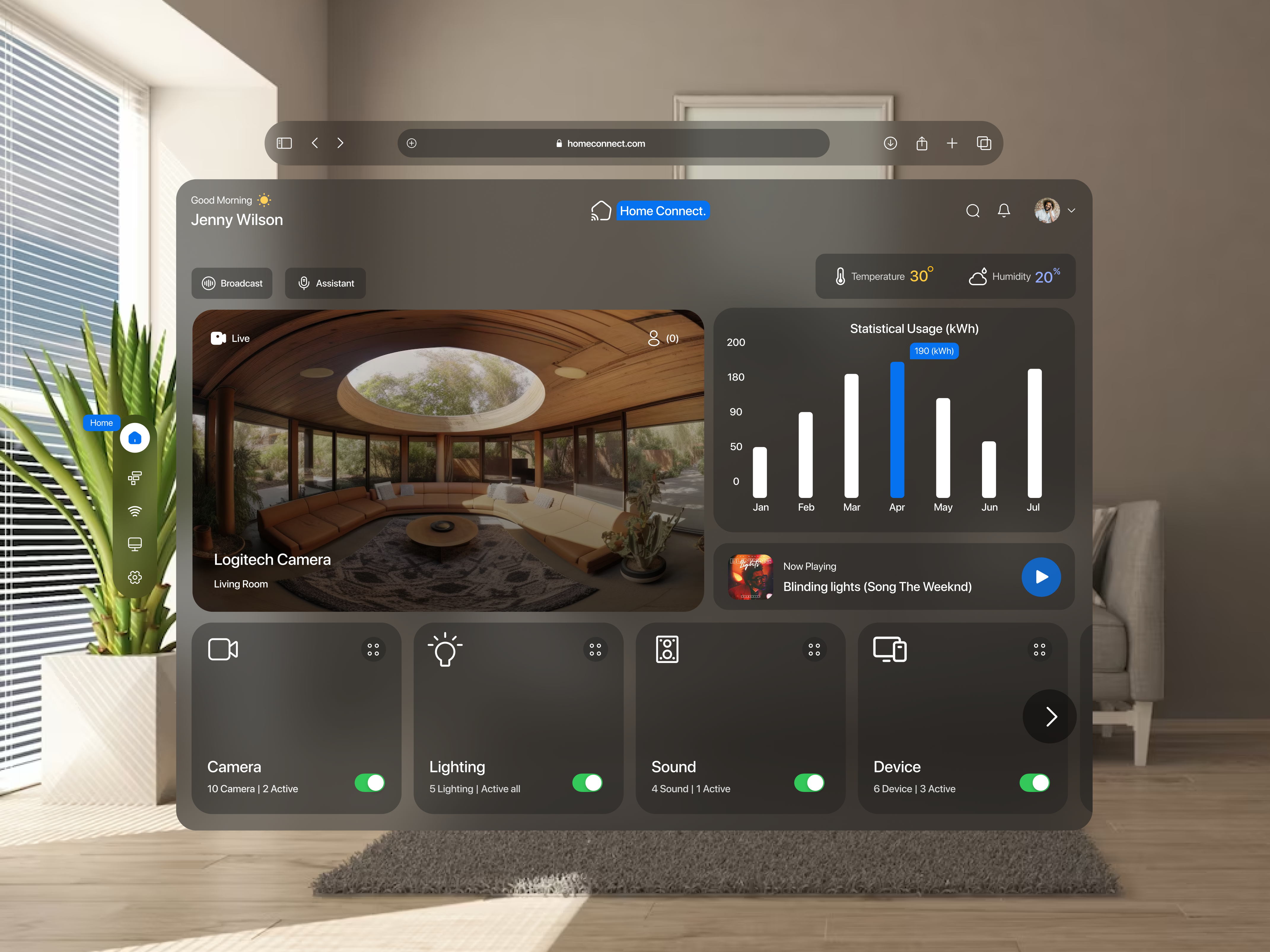 Home Connect for Apple Vision Pro apple vision pro branding design illustration logo motion graphics smart home ui bank ui design ui finance vr apple os waffle space