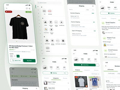 Brand and Product Pages - Fashion Marketplace App add to cart brand buy now categories cheap clean comfortable description design eccomerce graphic design mobile apps product return policy review ui uiux ux vektora