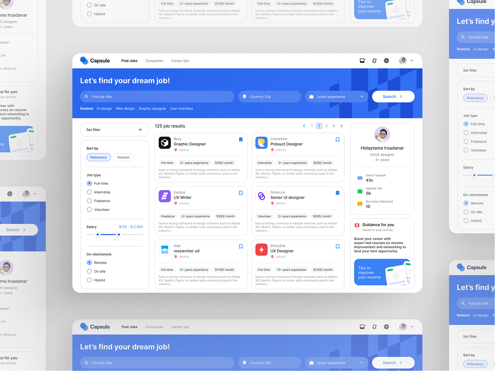Capsule - Job Finder Dashboard by Dylan Hidaytama I for SLAB Design ...