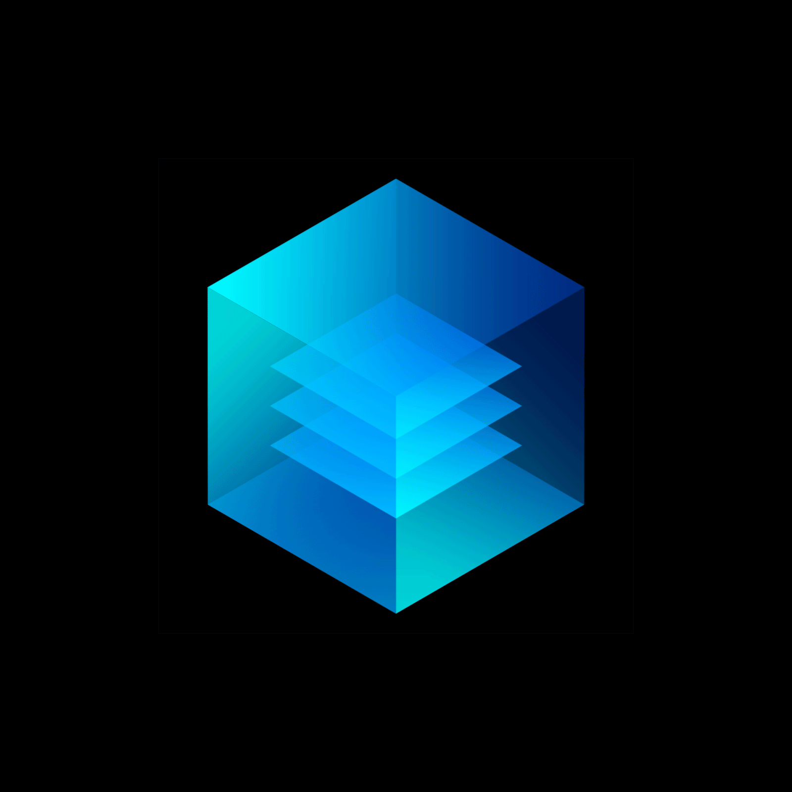 Blue Translucent Cube animation design graphic design icon illustration logo