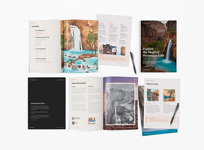 Havasupai Falls - Guidebook arizona art book cover art graphic design illustration indigenous layout layout design magazine publication watercolor waterfall zine