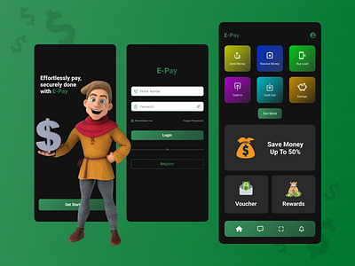 E-Pay Finance App Design typography