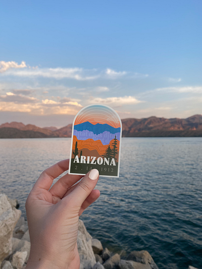 Arizona - Ditat Deus Sticker arizona art digital illustration graphic design illustration sticker western