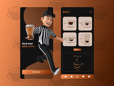 Juan Coffee Shop App Design vector