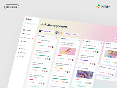 Task Management Dashboard cards chart dashboard design kanban management product design progress task ui design ux design