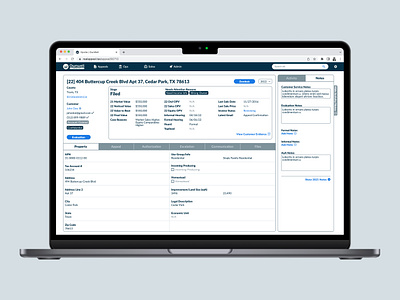 Internal Management Tool for Property Tax Appeals app design product ui ux