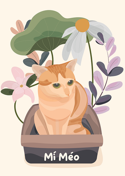 Mi Meo - my precious cat drawing graphic design illustration