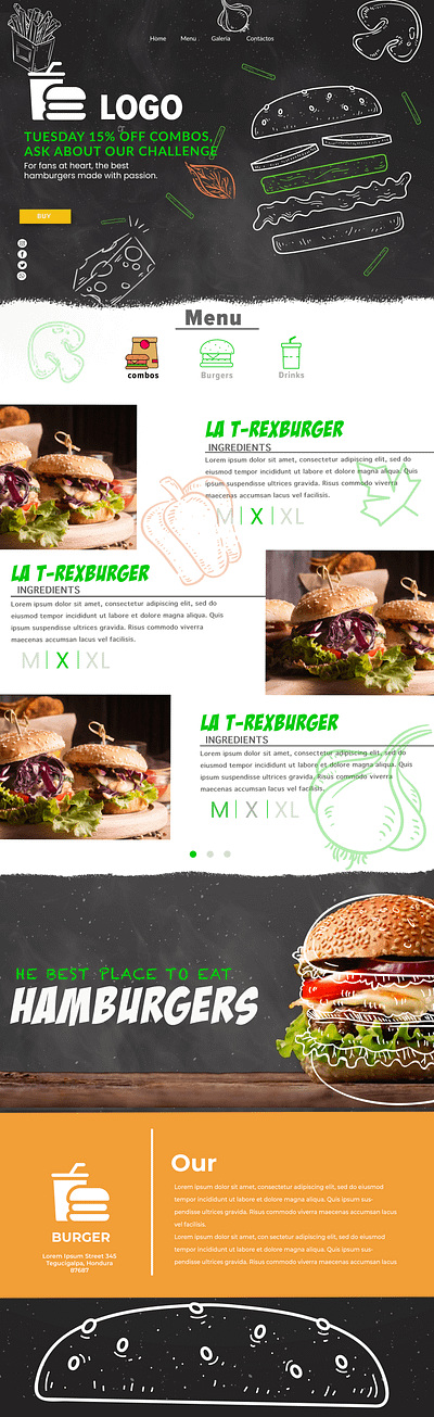 Burgers LandingPage design graphic design illustration landingpage web webdesign