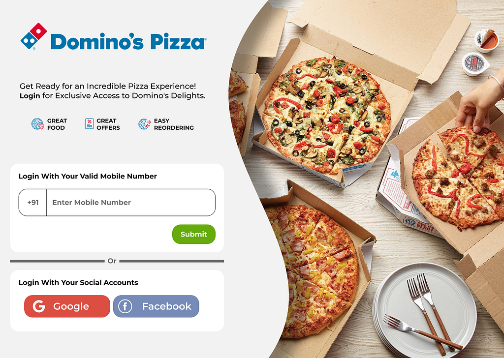 Domino's Login Screen by Anshuman Tiwari on Dribbble