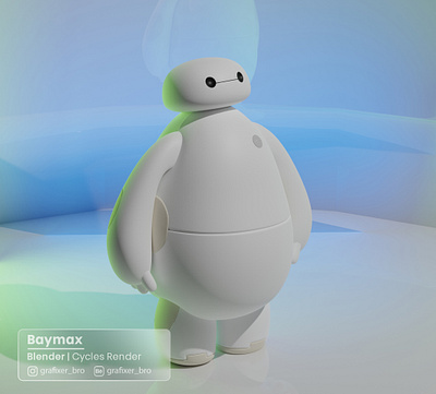 Baymax in Blender 3d 3dmodel baymax blender3d blenderreder cartoon design dribbble gb grafixer grafixerbro render