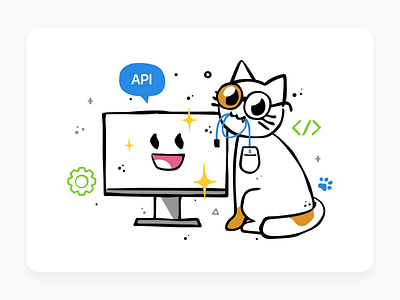 API cat design illustration sendsay ui