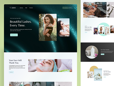 Lashie / Site Design brows design desktop eye facial glitter lashes mobile salon site spa ui ux waves