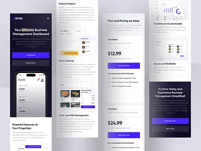 Enso - Saas Responsive Landing Page app business cart chart dashboard finance goal landing page line mobile planning pricing responsive saas saas website statistics web website