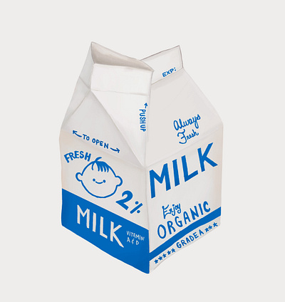 Milk Carton Illustration carton design drink food fresh illustration milk packaging
