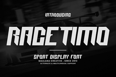 Race Timo Sport Display Font handmade font lettering maulana font modern font race font speed font typeface web font webfont website font y2k font