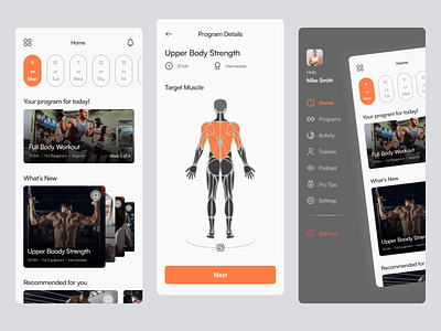 PowerZone - Fitness Mobile Application app app design clean design design fitness fitness app gym interface minimal design mobile mobile app mobile design mobile ui modern training app ui user interface ux workout