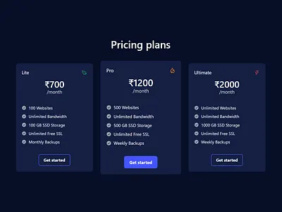 Pricing plans UI design ui webdesign webdevlopment