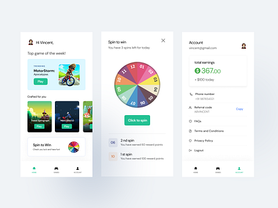 Win by Fun app concept ui design game games gaming app product design ui ui design user flow user interface user interface design user research ux ux design