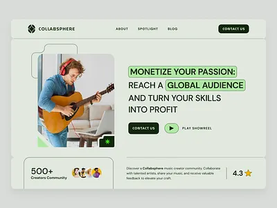 Ultimate Hero concept for music platform artists clean community creative design digital minimal modern modern design music shape ui user interface design web design website websitedesign