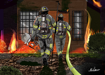 Vector illustration of fire fighters illustration