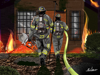 Vector illustration of fire fighters illustration