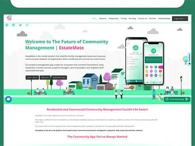 Community Management Application: Estatemate app design app development design figma graphic design softradix usa ux website design website development