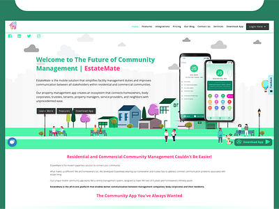 Community Management Application: Estatemate app design app development design figma graphic design softradix usa ux website design website development