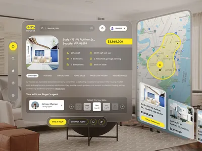 Apple Vision Pro Spatial UI Design for Real Estate app real estate real estate agency real estate ui design spatial ui ui ui design ux ux design vision pro web app ui design