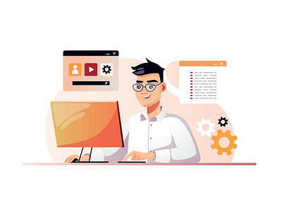 Programming 2d animation appdesign appdev appdeveloper appdevelopment appmarketing appstoreoptimization codenewbie codinglife devcommunity flat illustration man mobileapp motion programmerproblems woman