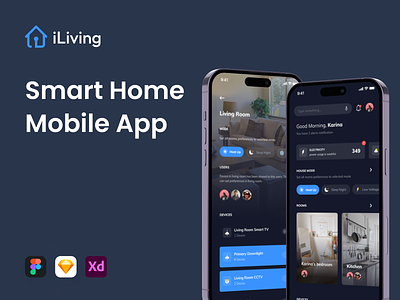 iLiving - Smart Home Mobile App air conditioner dark ui home humidity lamp living room mobile app smart smarthome ui ui kit ux