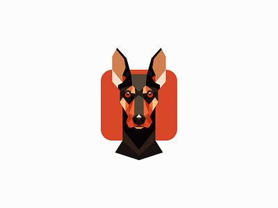 Geometric Doberman Pinscher Logo app branding canine design doberman dog geometric icon identity illustration k9 logo low poly mark pet puppy sports symbol vector vet