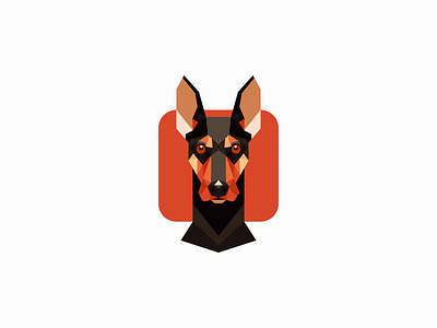 Geometric Doberman Pinscher Logo app branding canine design doberman dog geometric icon identity illustration k9 logo low poly mark pet puppy sports symbol vector vet