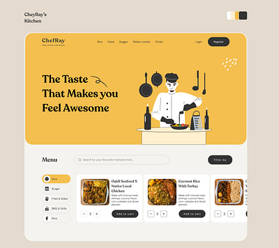 ChefRay's Kitchen design landing page restaurant app template design ui ui ux ui design