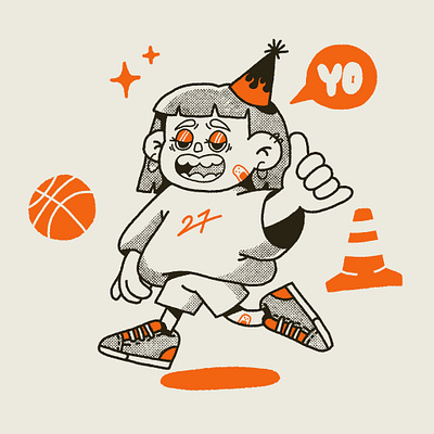 27 basketball birthday character character design illustration orange portrait procreate texture vector yo